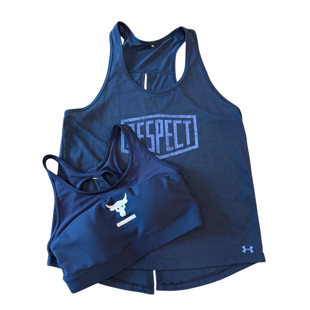 Under Armour Project Rock Bull Respect Sports‎ Bra and Tank Top Set Size Medium